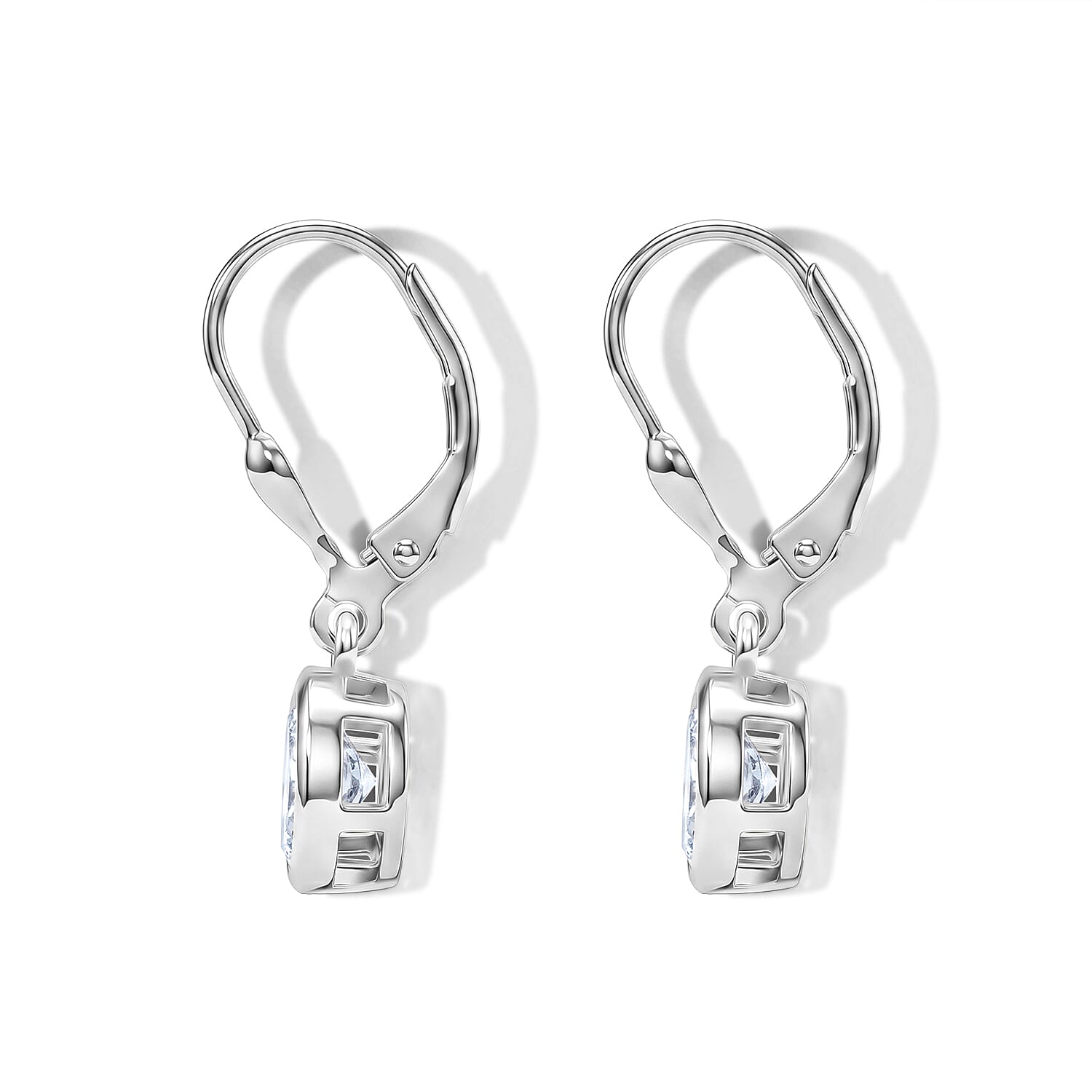 Luxuriant - Lab Grown Diamond (SI-G-H) Solitaire Lever Back Earring in Rhodium Overlay Sterling Silver 2.00 Ct.