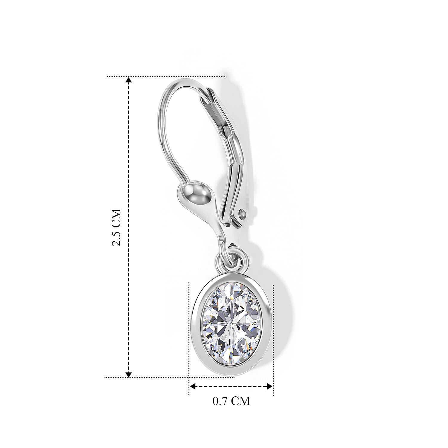 Luxuriant - Lab Grown Diamond (SI-G-H) Solitaire Lever Back Earring in Rhodium Overlay Sterling Silver 2.00 Ct.