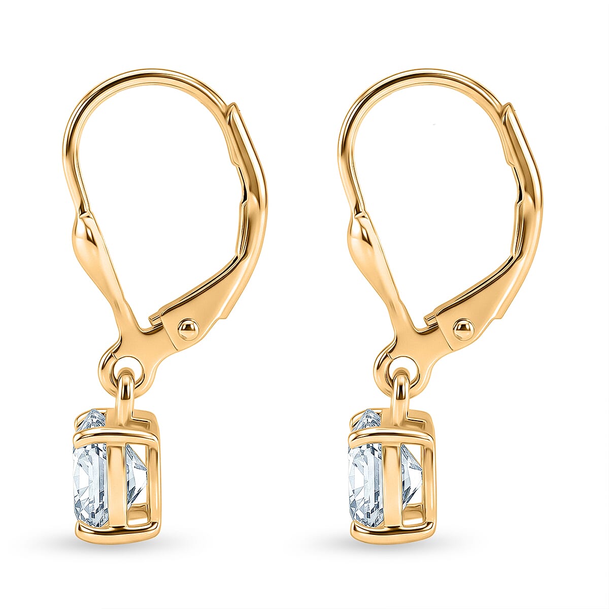 Luxuriant - Lab Grown Diamond (SI-G-H) Solitaire Lever Back Earring in 18K Vermeil Yellow Gold Plated Sterling Silver 2.00 Ct.