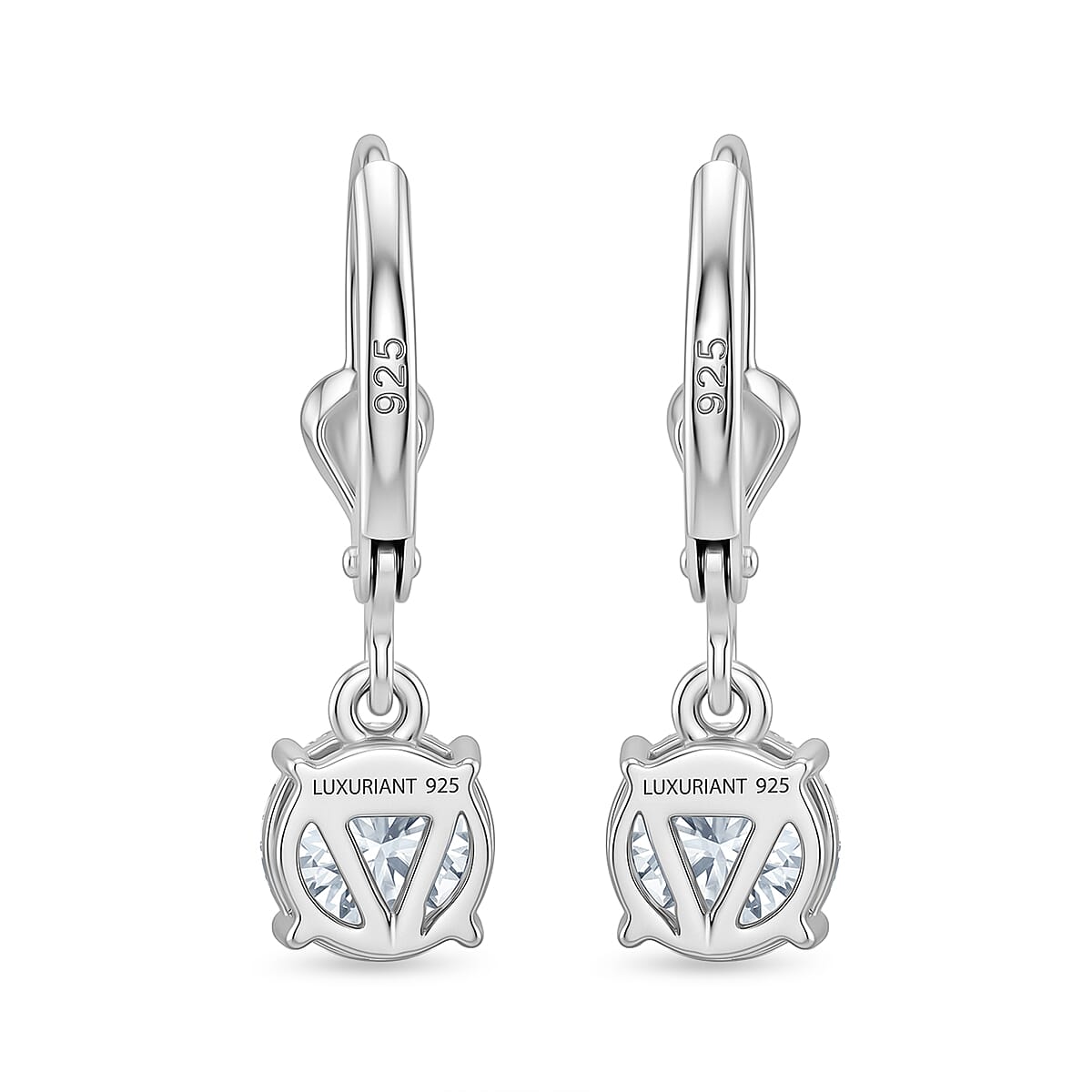 Luxuriant - Lab Grown Diamond (SI-G-H) Solitaire Lever Back Earring in Rhodium Overlay Sterling Silver 2.00 Ct.
