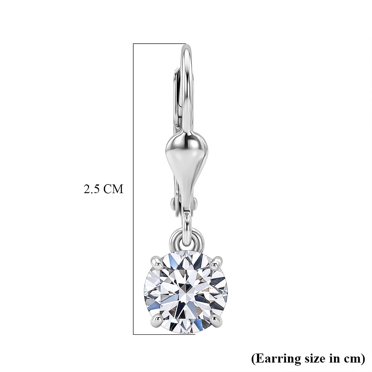 Luxuriant - Lab Grown Diamond (SI-G-H) Solitaire Lever Back Earring in Rhodium Overlay Sterling Silver 2.00 Ct.