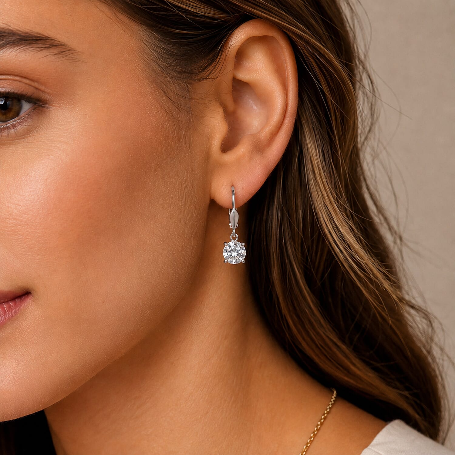 Luxuriant - Lab Grown Diamond (SI-G-H) Solitaire Lever Back Earring in Rhodium Overlay Sterling Silver 2.00 Ct.