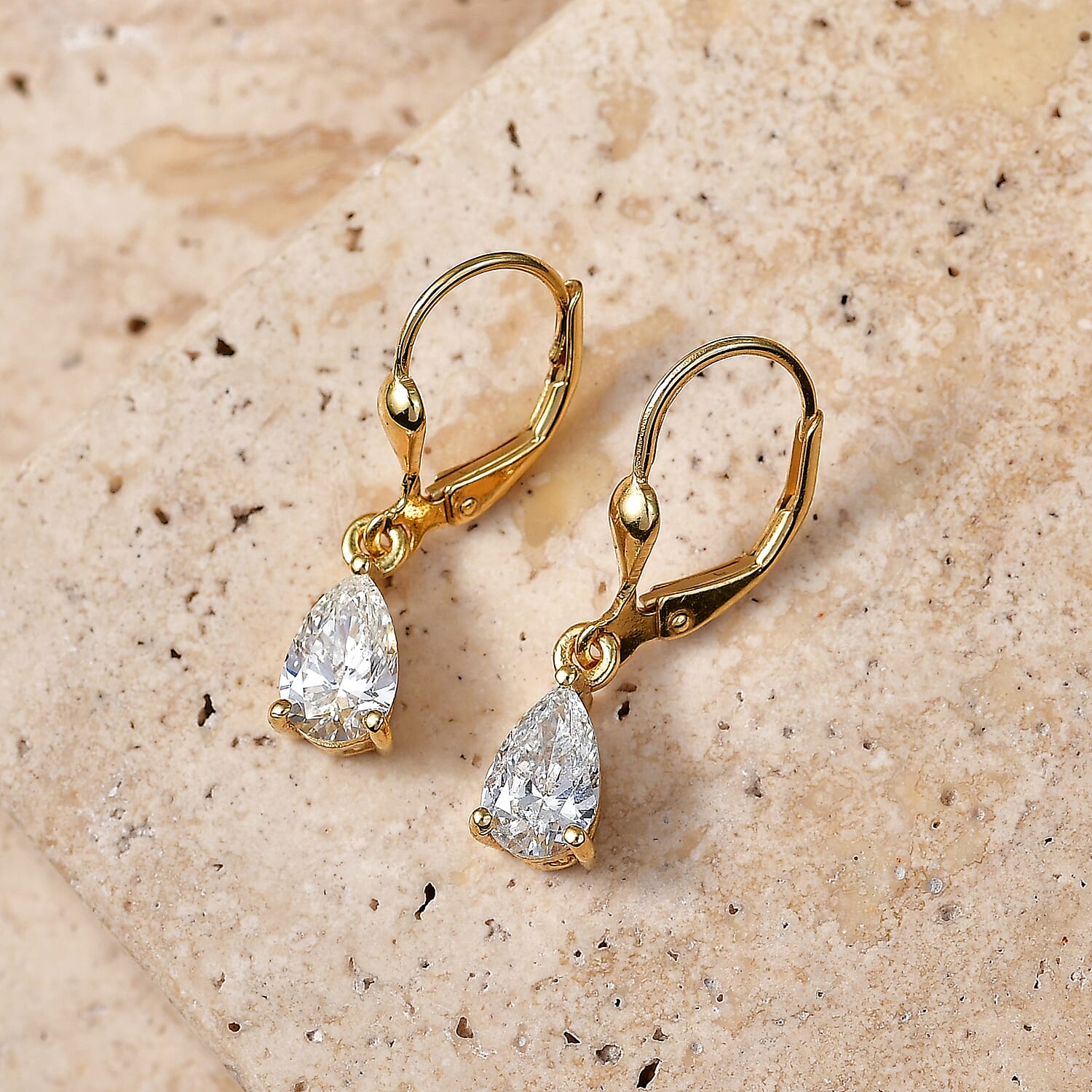Luxuriant - Lab Grown Diamond (SI-G-H) Earring with Lever Back in 18K Vermeil Yellow Gold Plated Sterling Silver 1.50 Ct.