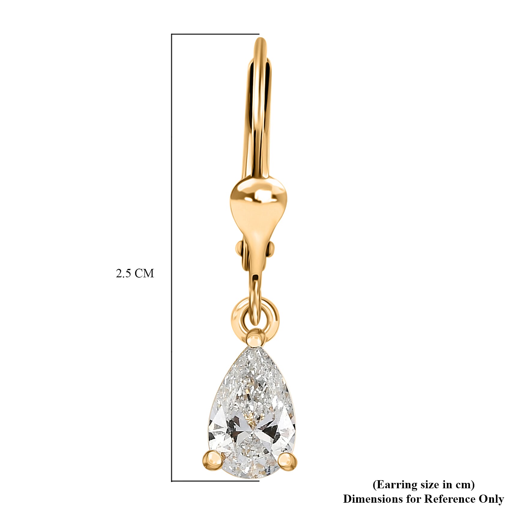 Luxuriant - Lab Grown Diamond (SI-G-H) Earring with Lever Back in 18K Vermeil Yellow Gold Plated Sterling Silver 1.50 Ct.