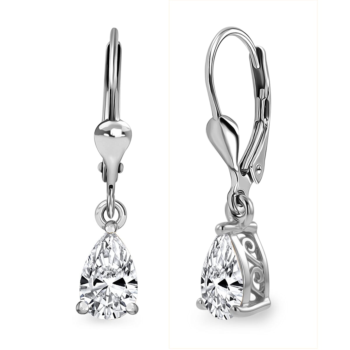 Luxuriant - Lab Grown Diamond (SI-G-H) Earring with Lever Back in Rhodium Overlay Sterling Silver 1.50 Ct.