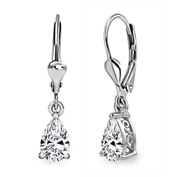 Luxuriant - Lab Grown Diamond (SI-G-H) Earring with Lever Back in Rhodium Overlay Sterling Silver 1.50 Ct.