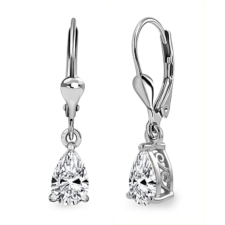 Luxuriant - Lab Grown Diamond (SI-G-H) Earring with Lever Back in Rhodium Overlay Sterling Silver 1.50 Ct.