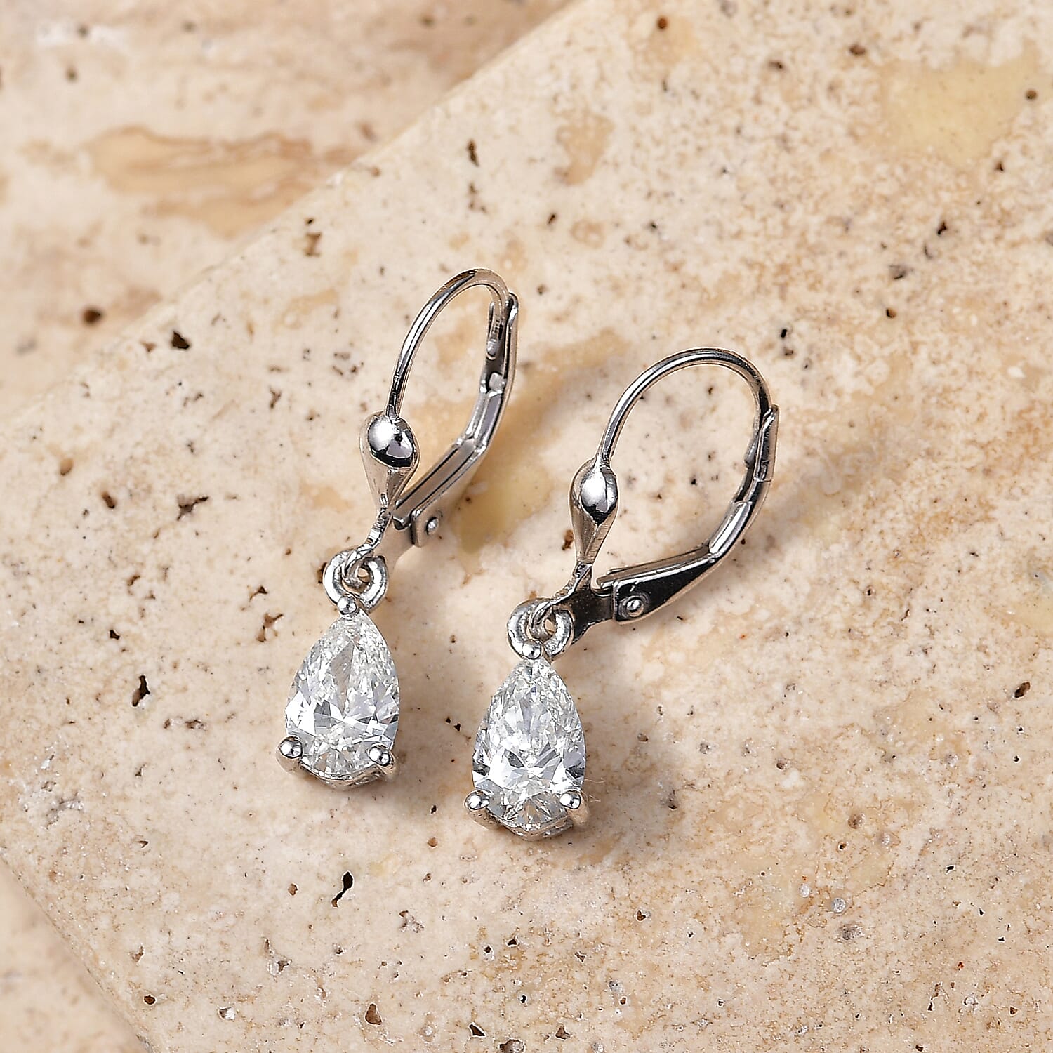 Luxuriant - Lab Grown Diamond (SI-G-H) Earring with Lever Back in Rhodium Overlay Sterling Silver 1.50 Ct.