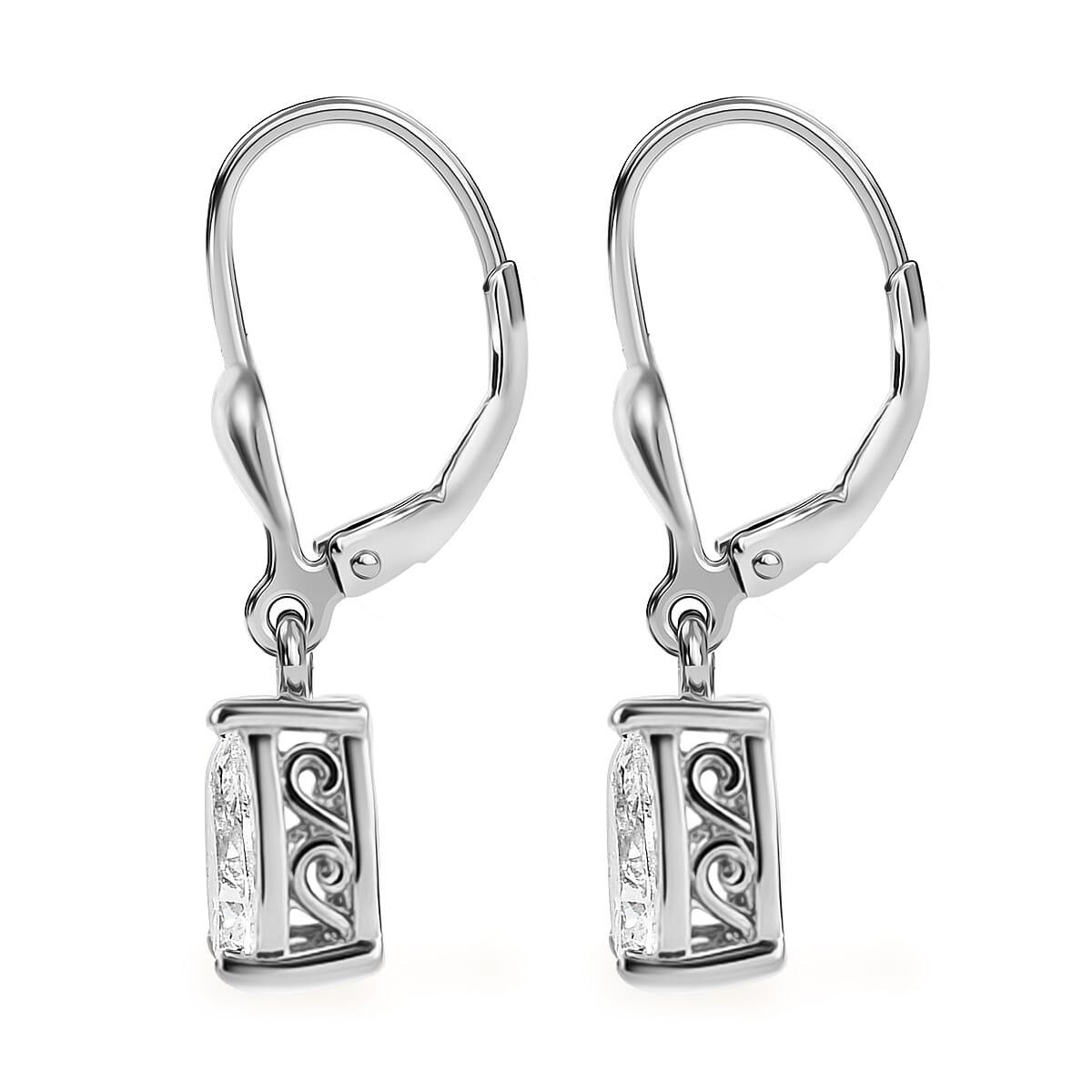Luxuriant - Lab Grown Diamond (SI-G-H) Earring with Lever Back in Rhodium Overlay Sterling Silver 1.50 Ct.