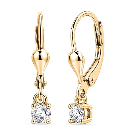 Luxuriant - Lab Grown Diamond (SI-G-H) Solitaire Lever Back Earring in 18K Vermeil Yellow Gold Plated Sterling Silver 0.25 Ct.