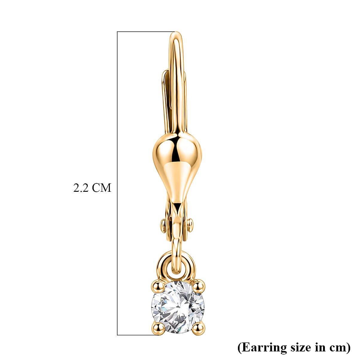 Luxuriant - Lab Grown Diamond (SI-G-H) Solitaire Lever Back Earring in 18K Vermeil Yellow Gold Plated Sterling Silver 0.25 Ct.