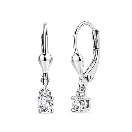 Luxuriant - Lab Grown Diamond (SI-G-H) Solitaire Lever Back Earring in Rhodium Overlay Sterling Silver 0.25 Ct.