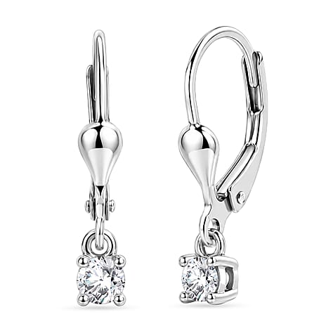 Luxuriant - Lab Grown Diamond (SI-G-H) Solitaire Lever Back Earring in Rhodium Overlay Sterling Silver 0.25 Ct.