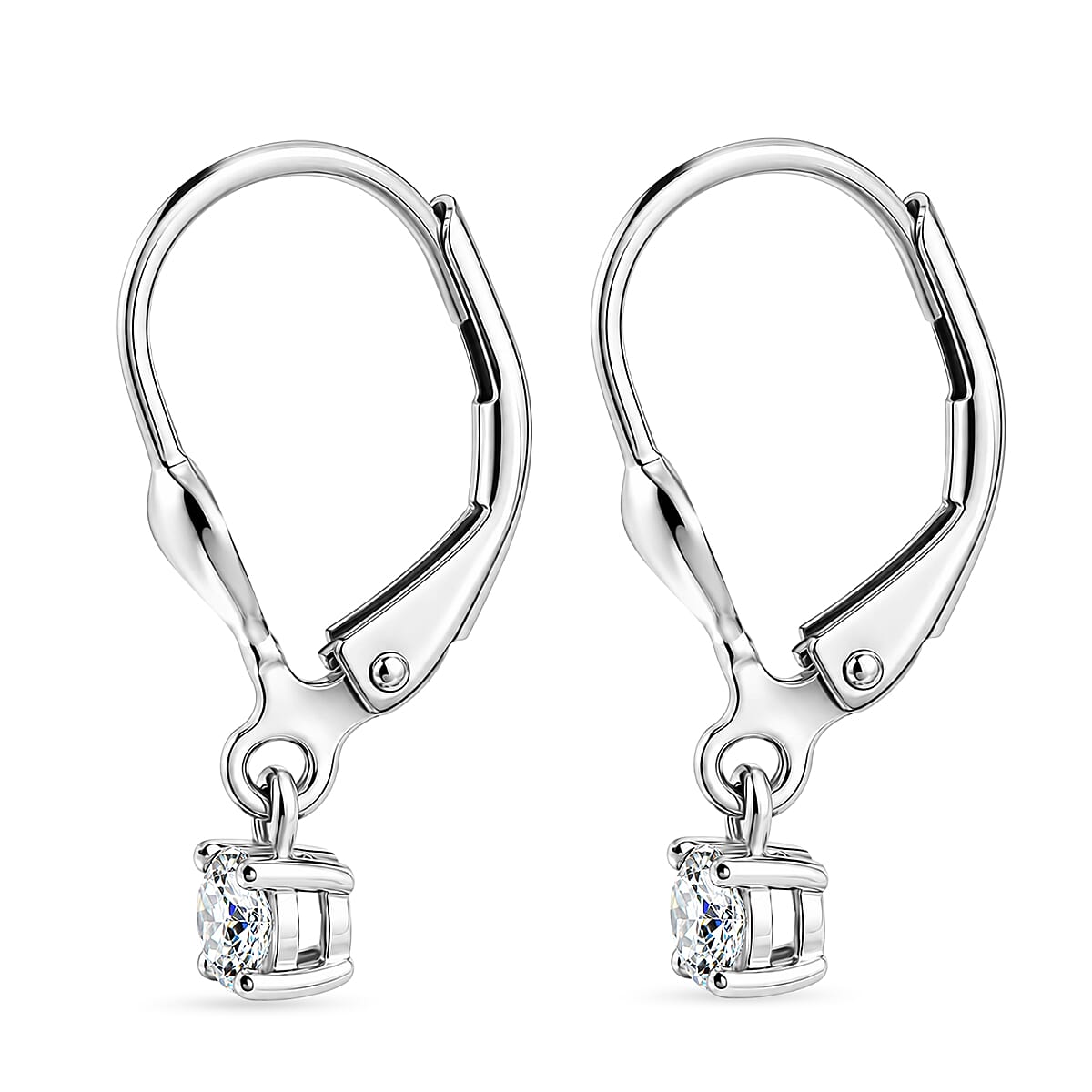 Luxuriant - Lab Grown Diamond (SI-G-H) Solitaire Lever Back Earring in Rhodium Overlay Sterling Silver 0.25 Ct.
