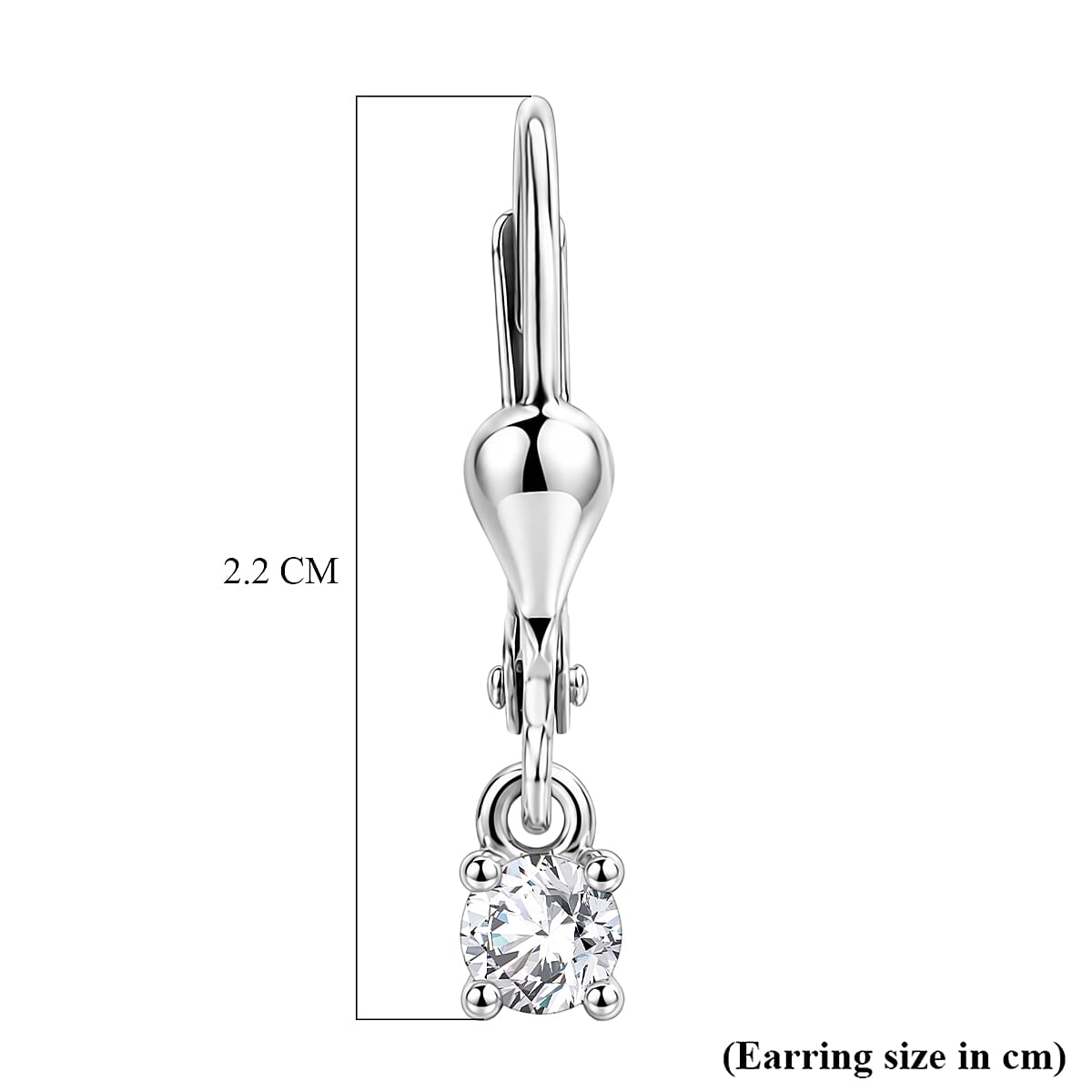 Luxuriant - Lab Grown Diamond (SI-G-H) Solitaire Lever Back Earring in Rhodium Overlay Sterling Silver 0.25 Ct.