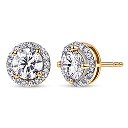 Luxuriant - Lab Grown Diamond (SI-G-H) Solitaire Stud Earring with Push Post in 18K Vermeil Yellow Gold Plated Sterling Silver 2.00 Ct.
