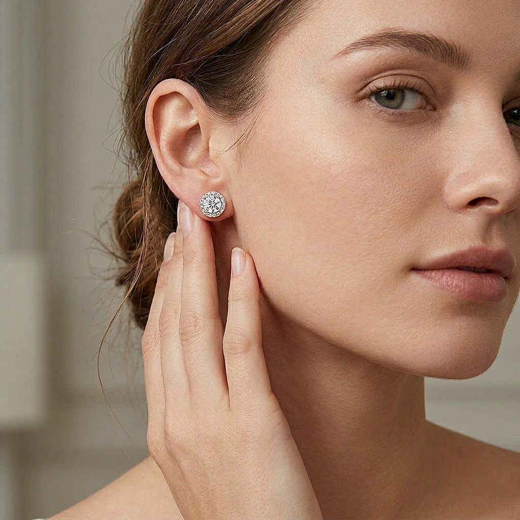Luxuriant - Lab Grown Diamond (SI-G-H) Solitaire Stud Earring with Push Post in 18K Vermeil Yellow Gold Plated Sterling Silver 2.00 Ct.
