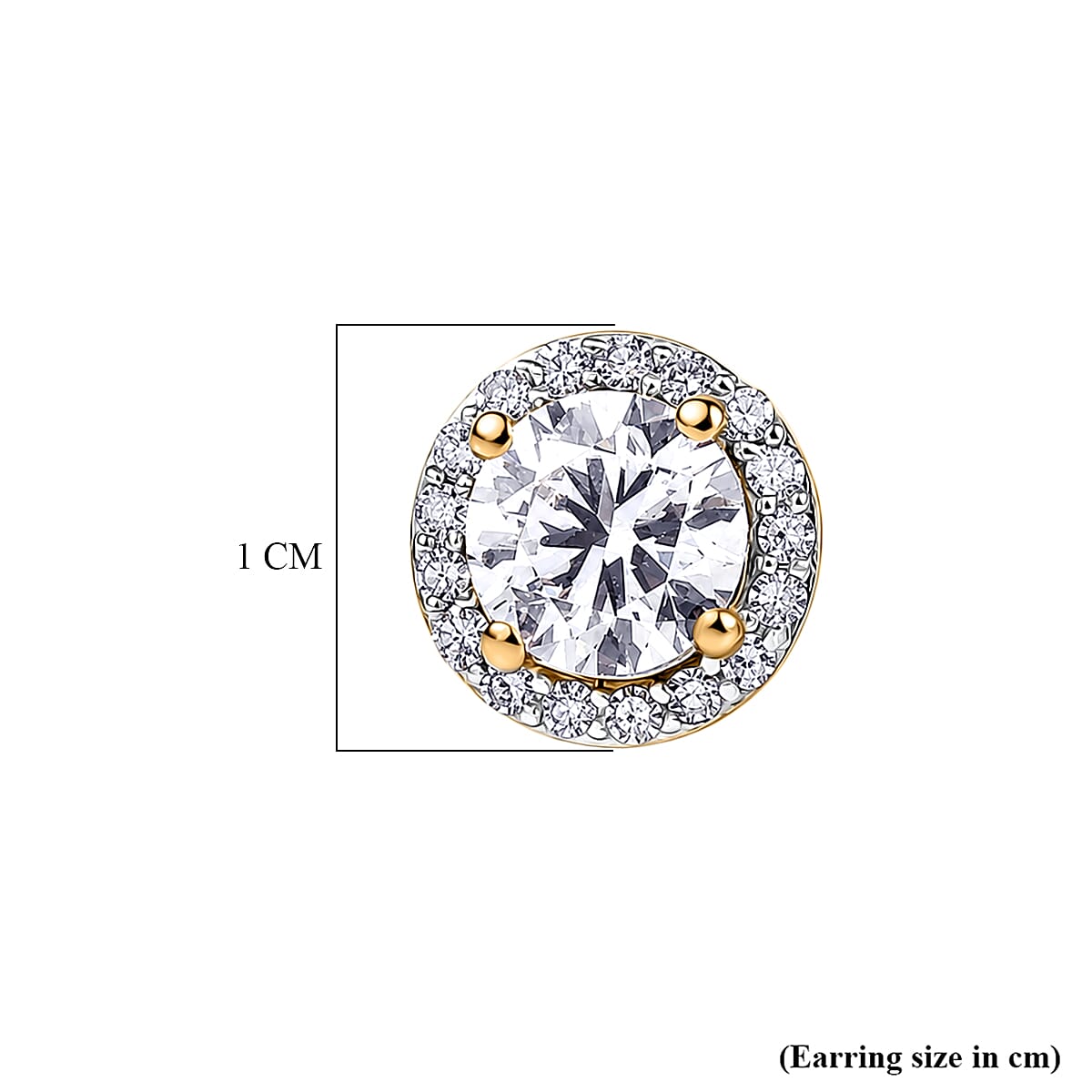 Luxuriant - Lab Grown Diamond (SI-G-H) Solitaire Stud Earring with Push Post in 18K Vermeil Yellow Gold Plated Sterling Silver 2.00 Ct.