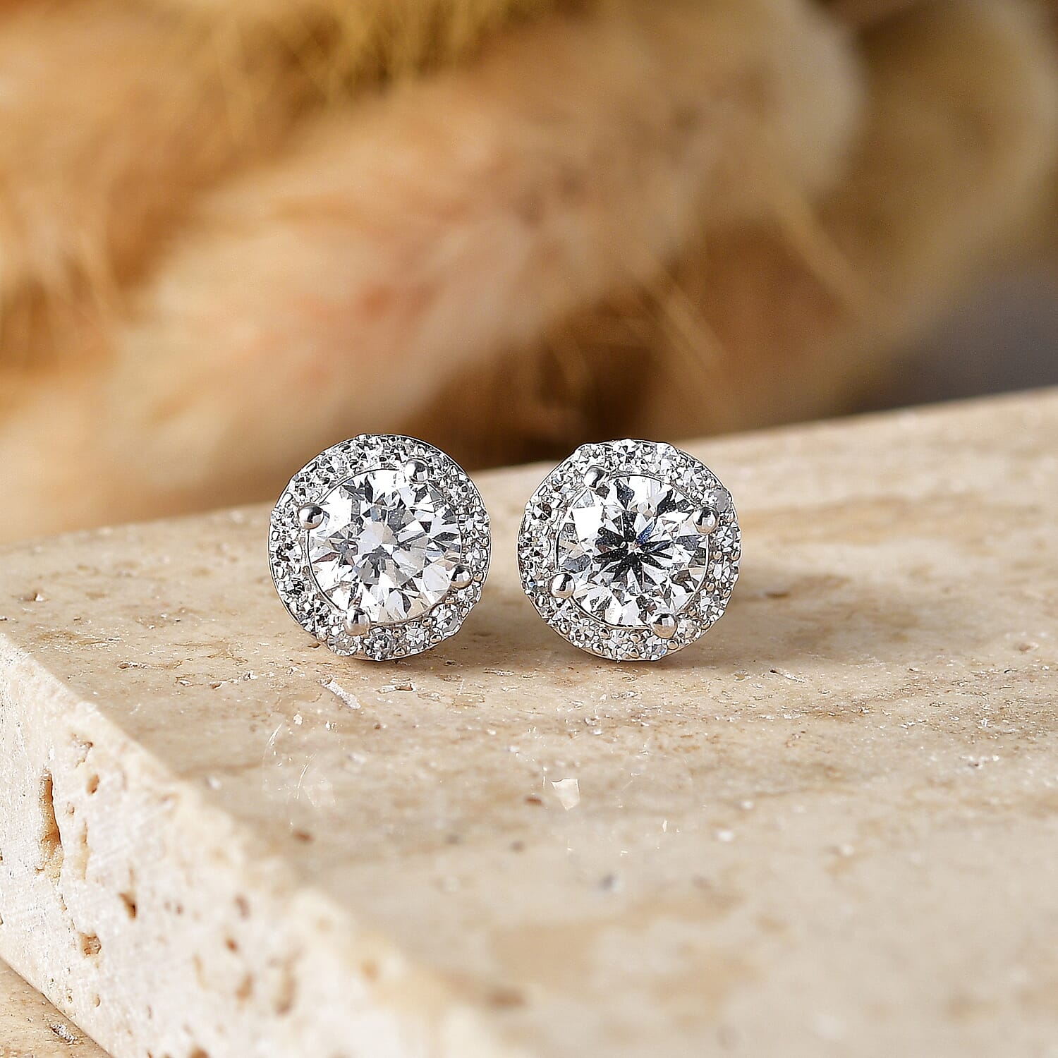 Luxuriant - Lab Grown Diamond (SI-G-H) Solitaire Stud Earring with Push Post in Rhodium Overlay Sterling Silver 2.00 Ct.