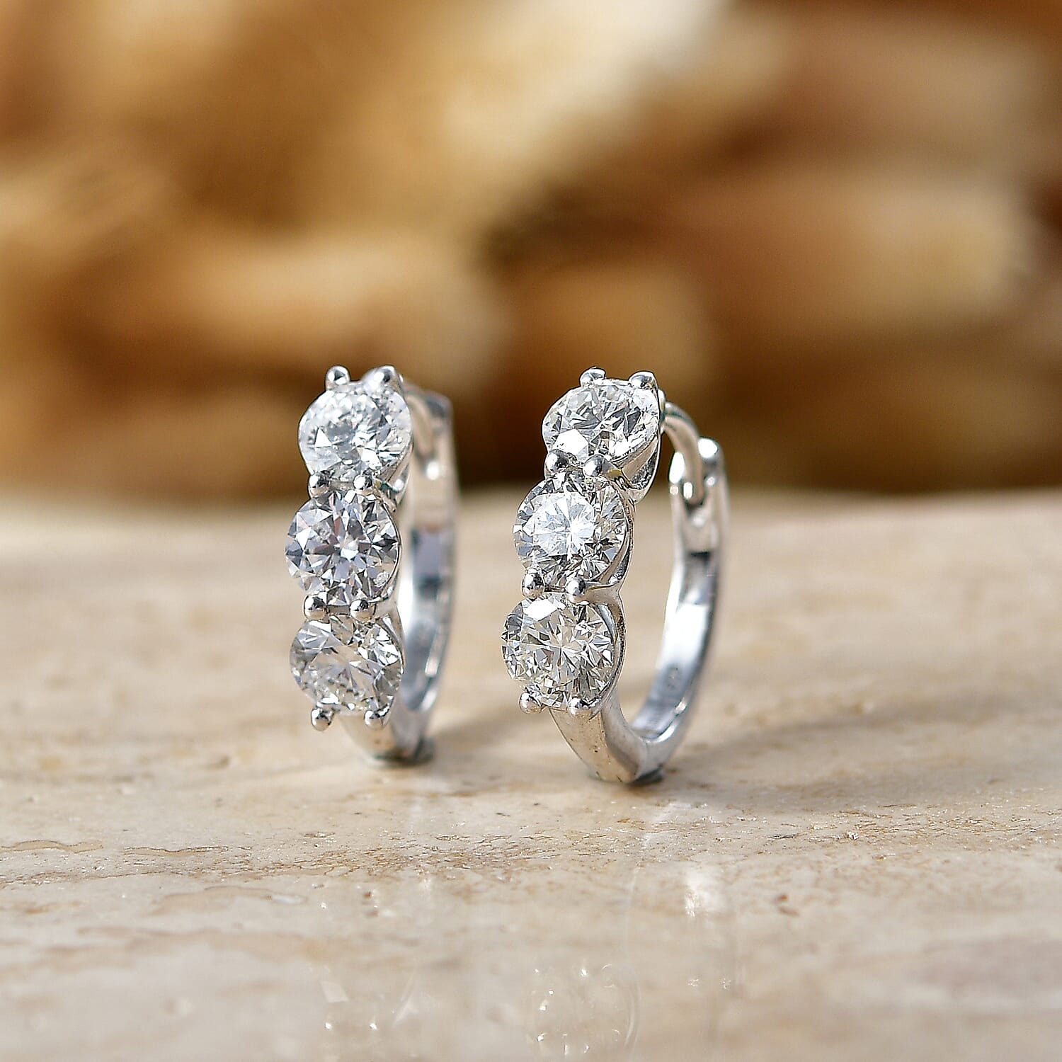 Luxuriant - Lab Grown Diamond (SI-G-H) Hoop Earring with Clasp in Rhodium Overlay Sterling Silver 1.00 Ct.
