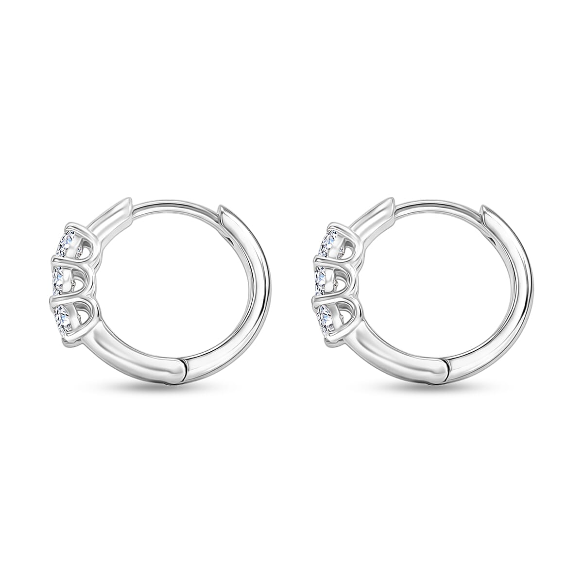 Luxuriant - Lab Grown Diamond (SI-G-H) Hoop Earring with Clasp in Rhodium Overlay Sterling Silver 1.00 Ct.