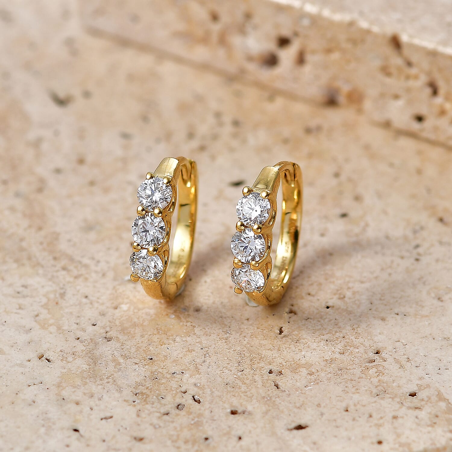 Luxuriant - Lab Grown Diamond (SI-G-H) Hoop Earring with Clasp in 18K Vermeil Yellow Gold Plated Sterling Silver 1.00 Ct.