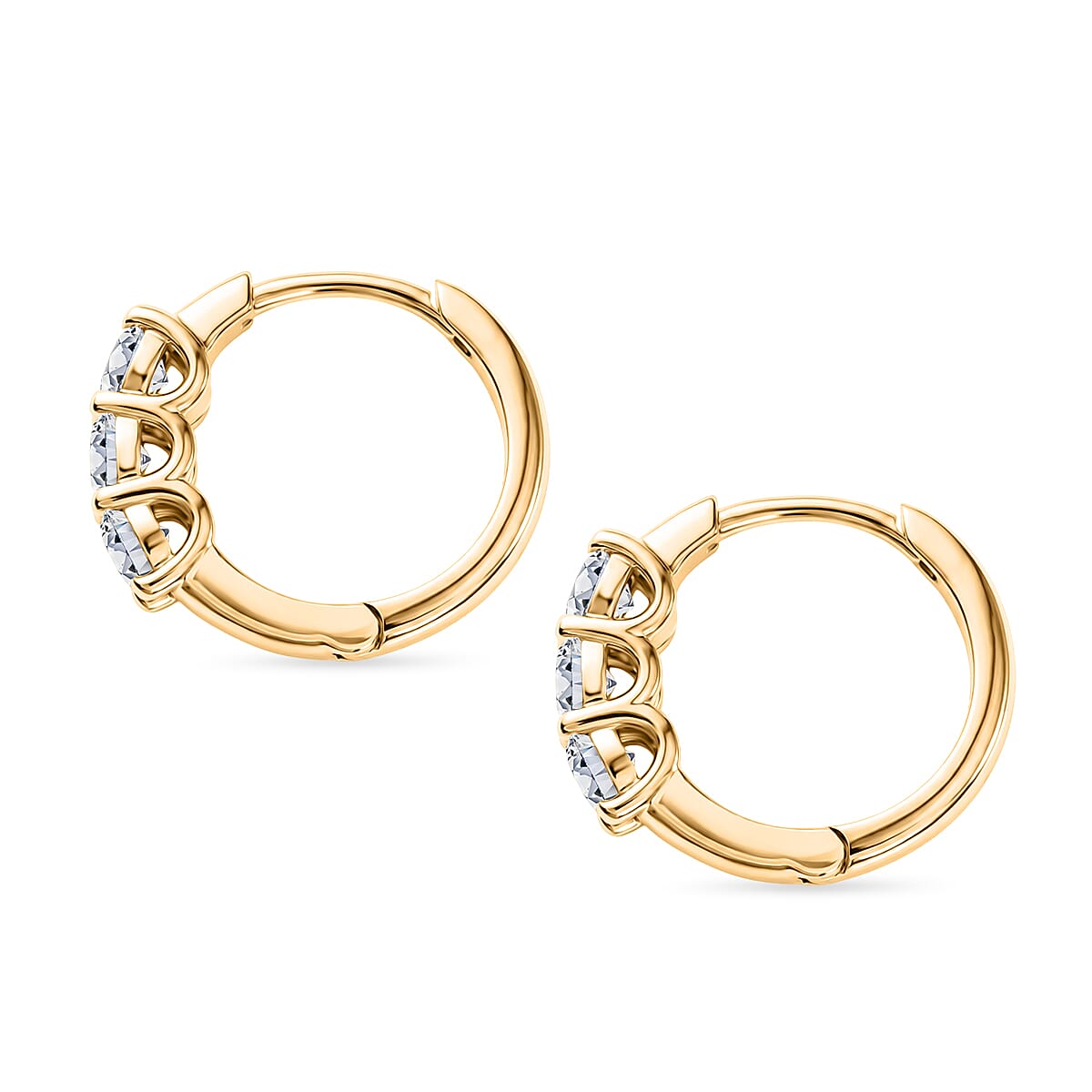Luxuriant - Lab Grown Diamond (SI-G-H) Hoop Earring with Clasp in 18K Vermeil Yellow Gold Plated Sterling Silver 1.00 Ct.