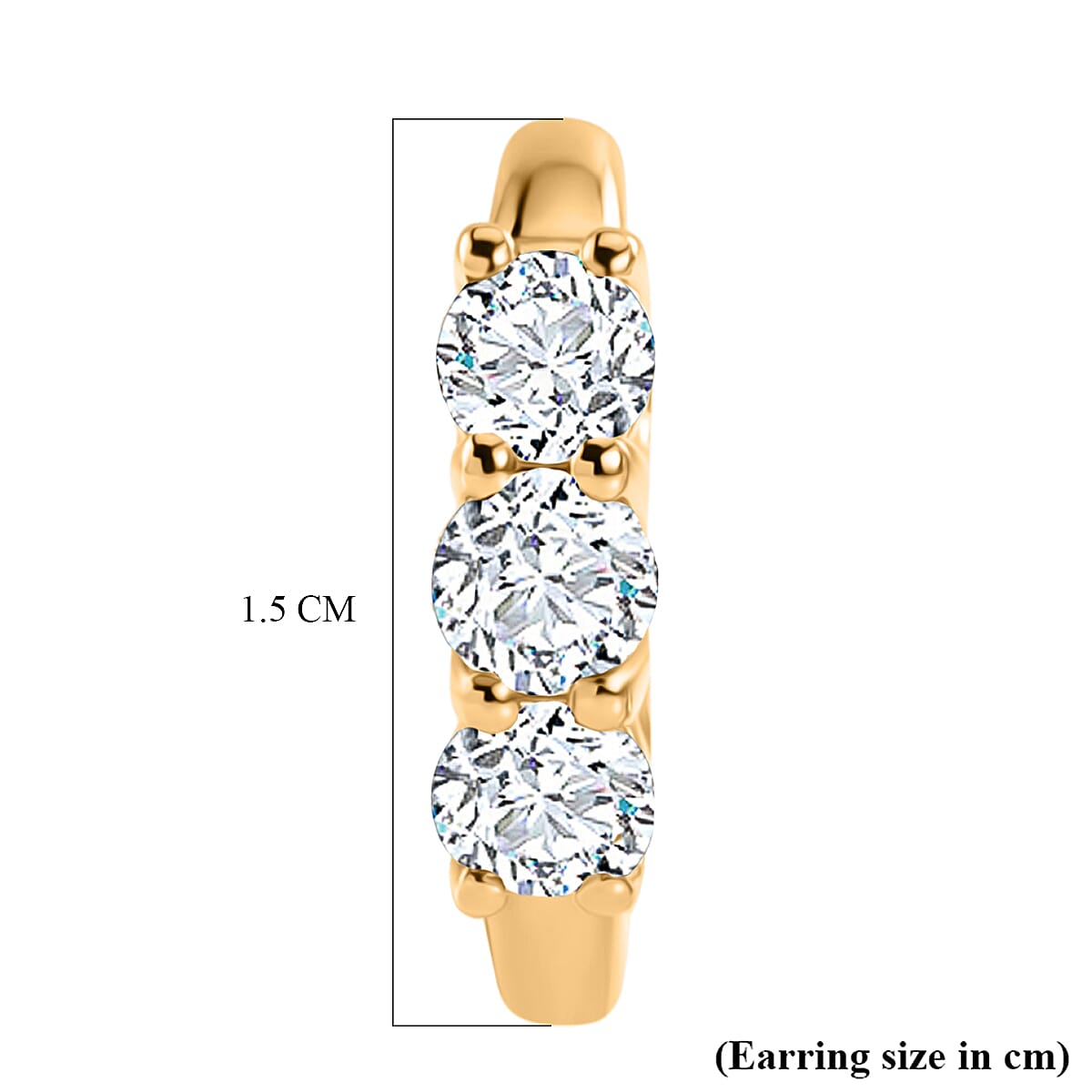 Luxuriant - Lab Grown Diamond (SI-G-H) Hoop Earring with Clasp in 18K Vermeil Yellow Gold Plated Sterling Silver 1.00 Ct.
