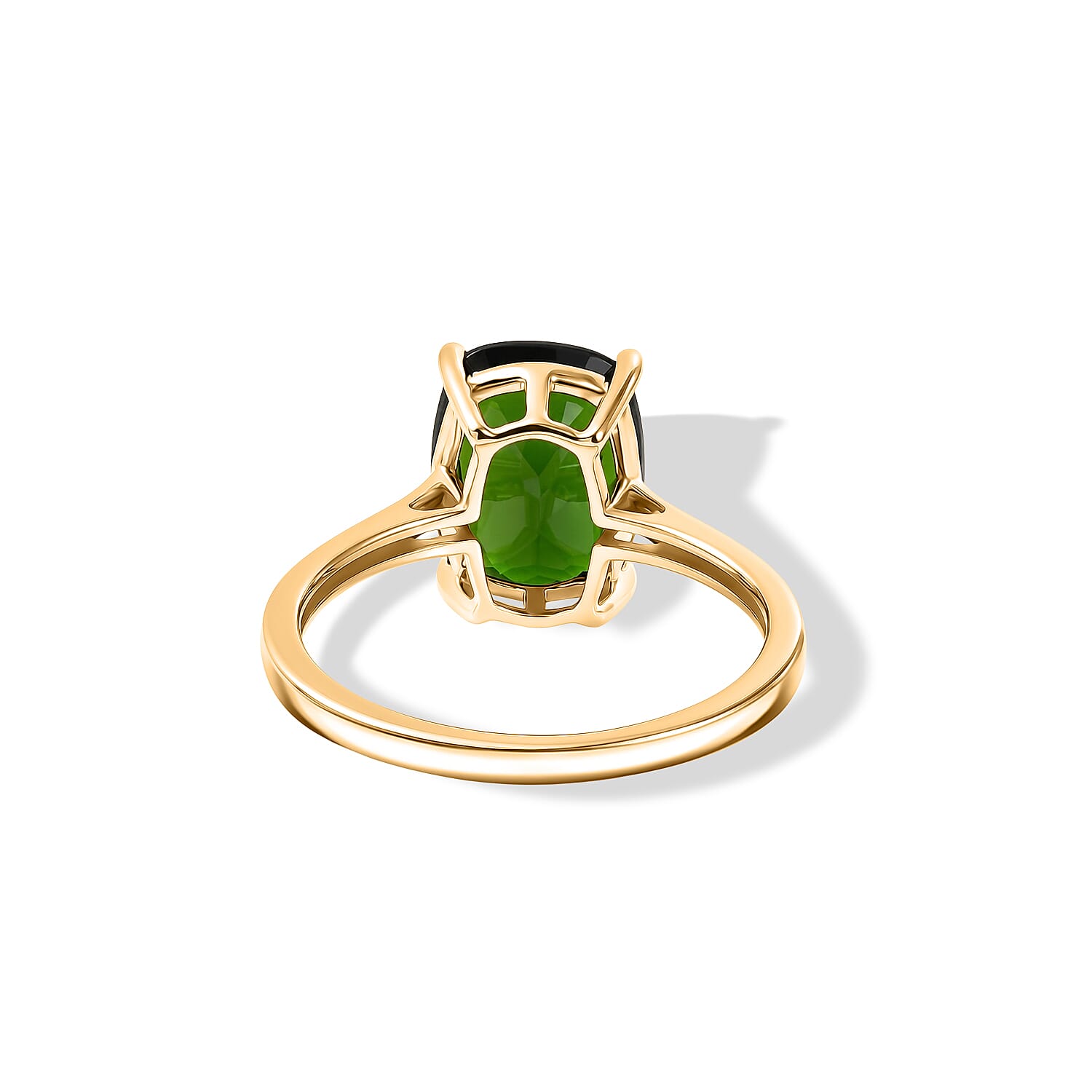 VERY RARE SIZE - 9K Yellow Gold Natural Chrome Diopside Solitaire Ring 3.00 Ct.