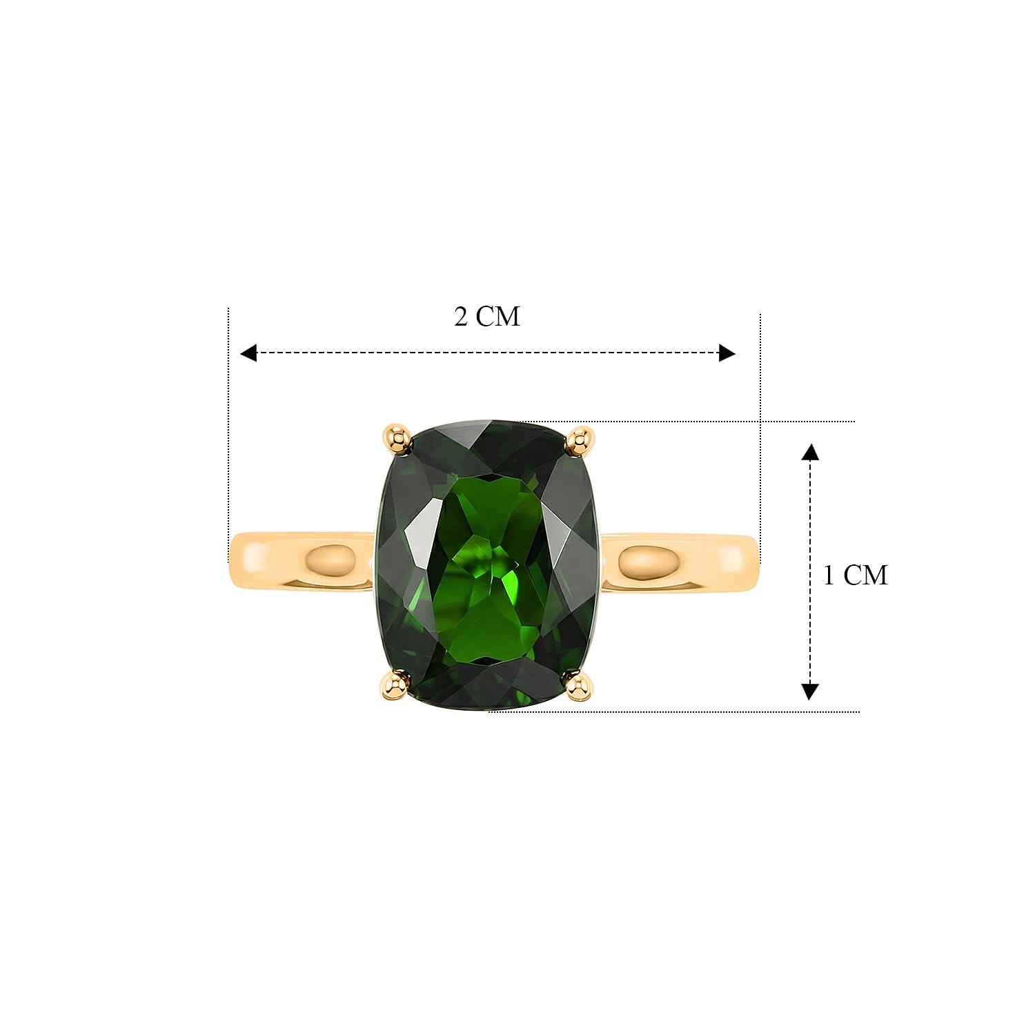 VERY RARE SIZE - 9K Yellow Gold Natural Chrome Diopside Solitaire Ring 3.00 Ct.
