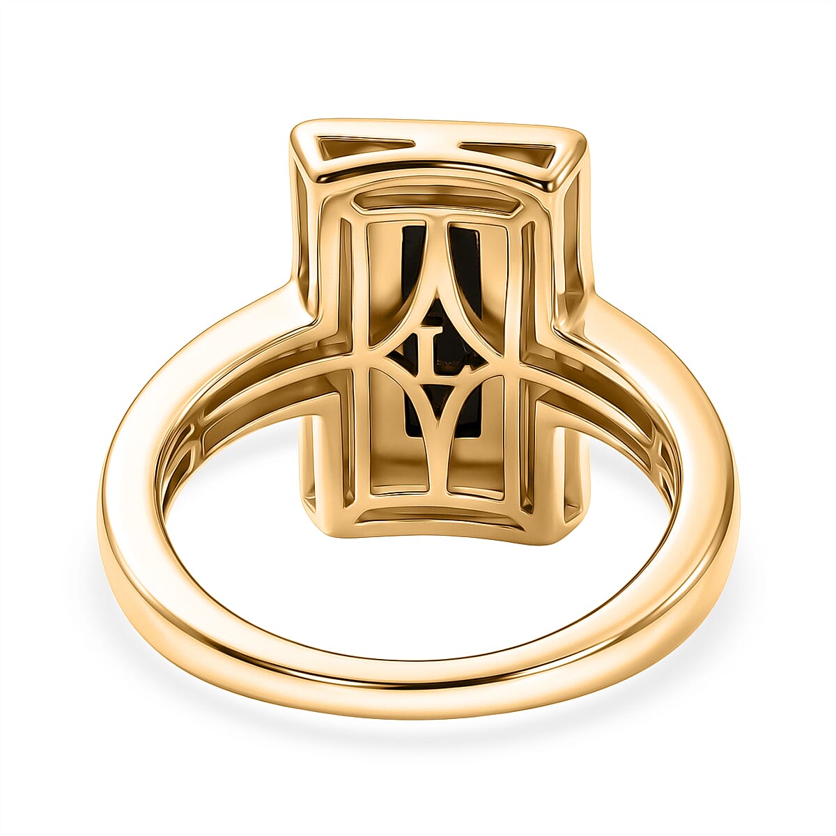 Luxuriant - Ammolite & Lab Grown Diamond (SI-G-H) Prismatic Ring in 18K Vermeil Yellow Gold Plated Sterling Silver 1.20 Ct.