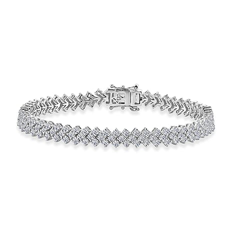 Luxuriant - Lab Grown Diamond (SI-G-H) Bracelet (Size - 7.5) with GB Lock Box in Rhodium Overlay Sterling Silver 7.12 Ct, Silver Wt. 16.00 Gms