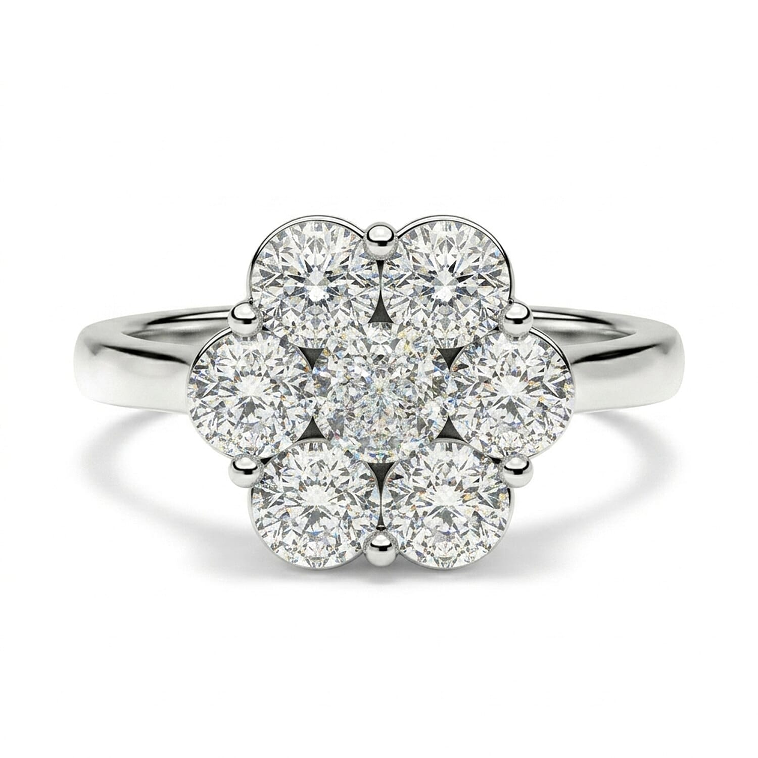 Luxuriant - SGL Certified Lab Grown Diamond (SI-G-H) Pressure Set Ring in Rhodium Overlay Sterling Silver 2.00 Ct.