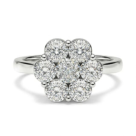 LUXURIANT 2 Ct. Lab Grown Diamond Floral Ring in Rhodium Overlay Sterling Silver SGL Certified (SI-G-H)
