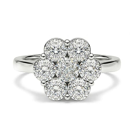Luxuriant - SGL Certified Lab Grown Diamond (SI-G-H) Pressure Set Ring in Rhodium Overlay Sterling Silver 2.00 Ct.