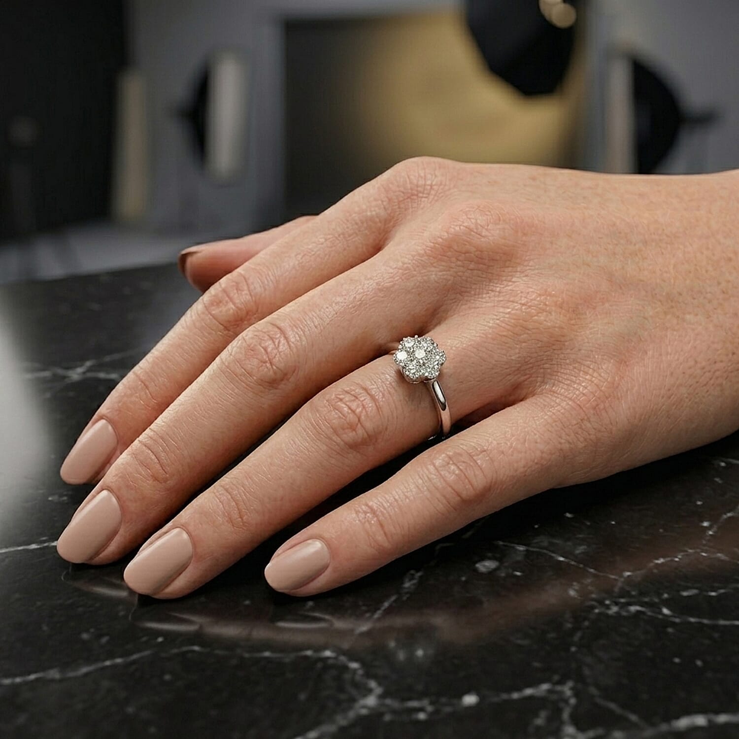 Luxuriant - SGL Certified Lab Grown Diamond (SI-G-H) Pressure Set Ring in Rhodium Overlay Sterling Silver 2.00 Ct.
