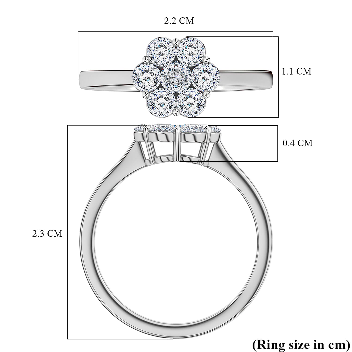 Luxuriant - SGL Certified Lab Grown Diamond (SI-G-H) Pressure Set Ring in Rhodium Overlay Sterling Silver 2.00 Ct.