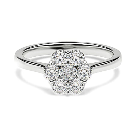 LUXURIANT 2 Ct. Lab Grown Diamond Floral Ring in Rhodium Overlay Sterling Silver SGL Certified (SI-G-H)