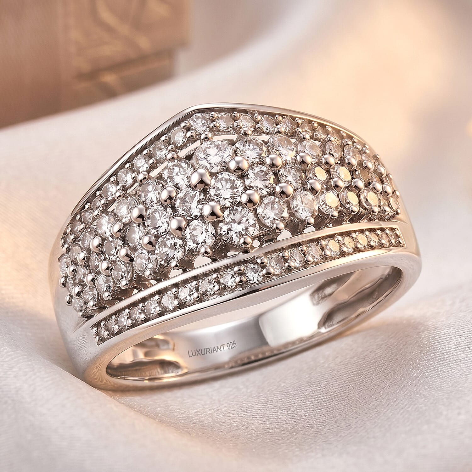 Luxuriant - Lab Grown Diamond (SI-G-H) Ring in Rhodium Overlay Sterling Silver 1.00 Ct.