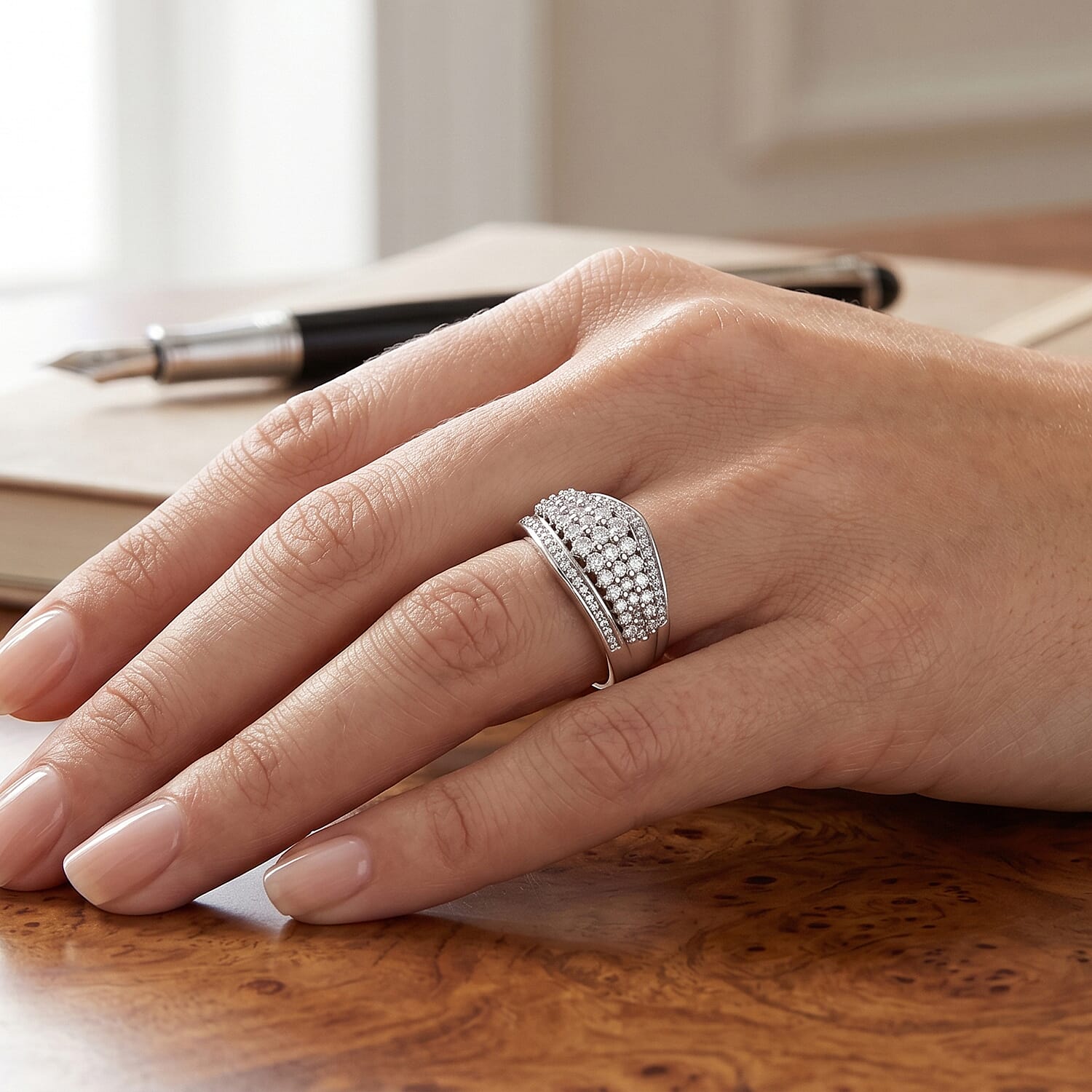 Luxuriant - Lab Grown Diamond (SI-G-H) Ring in Rhodium Overlay Sterling Silver 1.00 Ct.