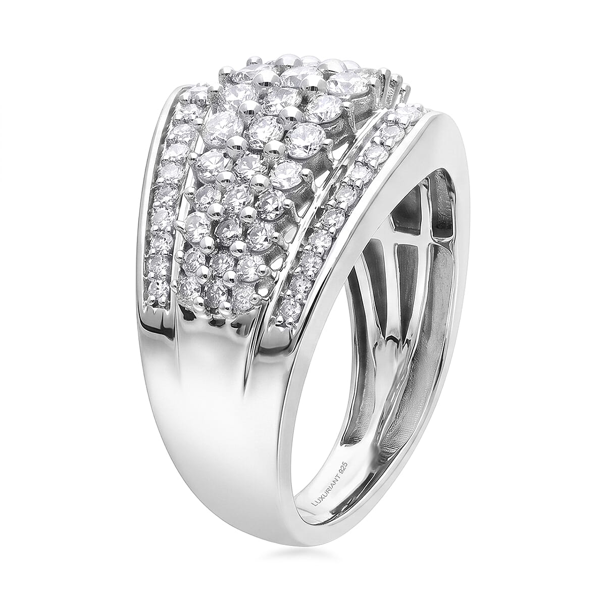 Luxuriant - Lab Grown Diamond (SI-G-H) Ring in Rhodium Overlay Sterling Silver 1.00 Ct.
