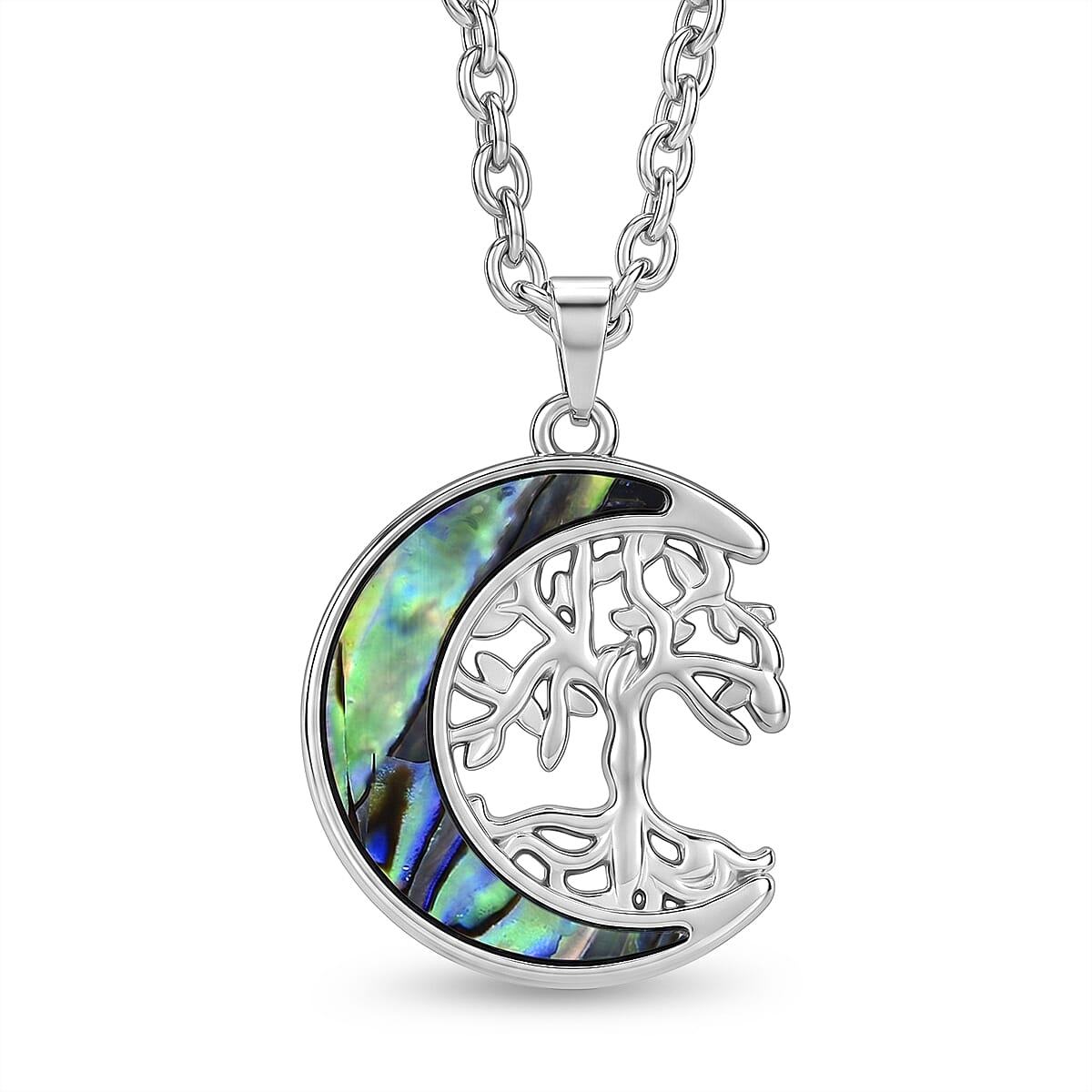 Abalone Shell Adjustable Tree of Life Necklace (Size - 20-2 Ext) 20.00 Ct.