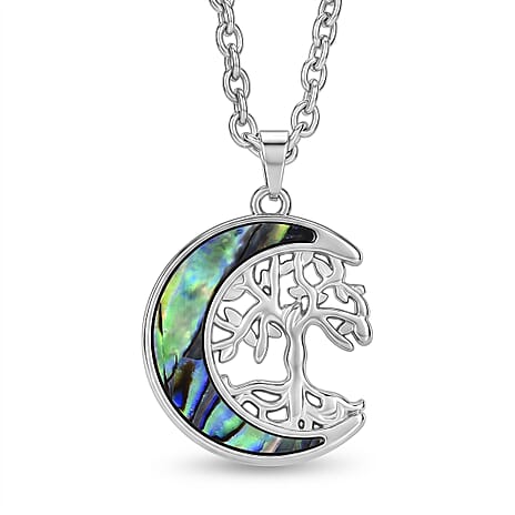 Abalone Shell Adjustable Tree of Life Necklace (Size - 20-2 Ext) 20.00 Ct.