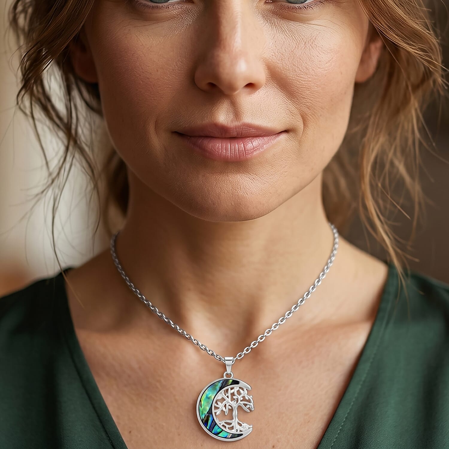 Abalone Shell Adjustable Tree of Life Necklace (Size - 20-2 Ext) 20.00 Ct.