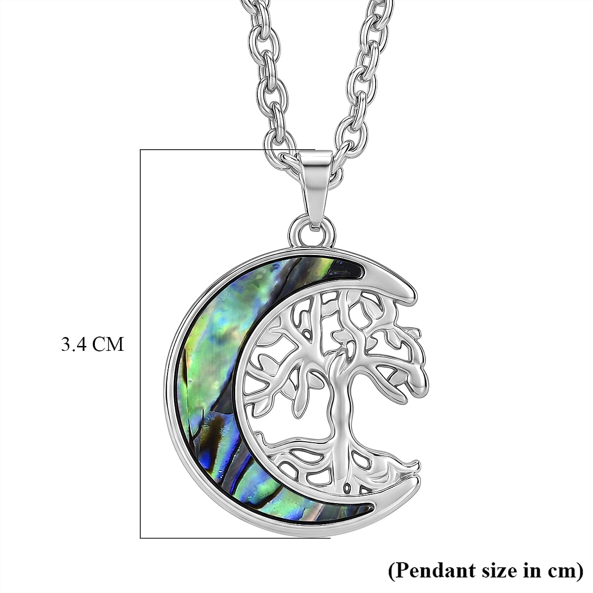 Abalone Shell Adjustable Tree of Life Necklace (Size - 20-2 Ext) 20.00 Ct.
