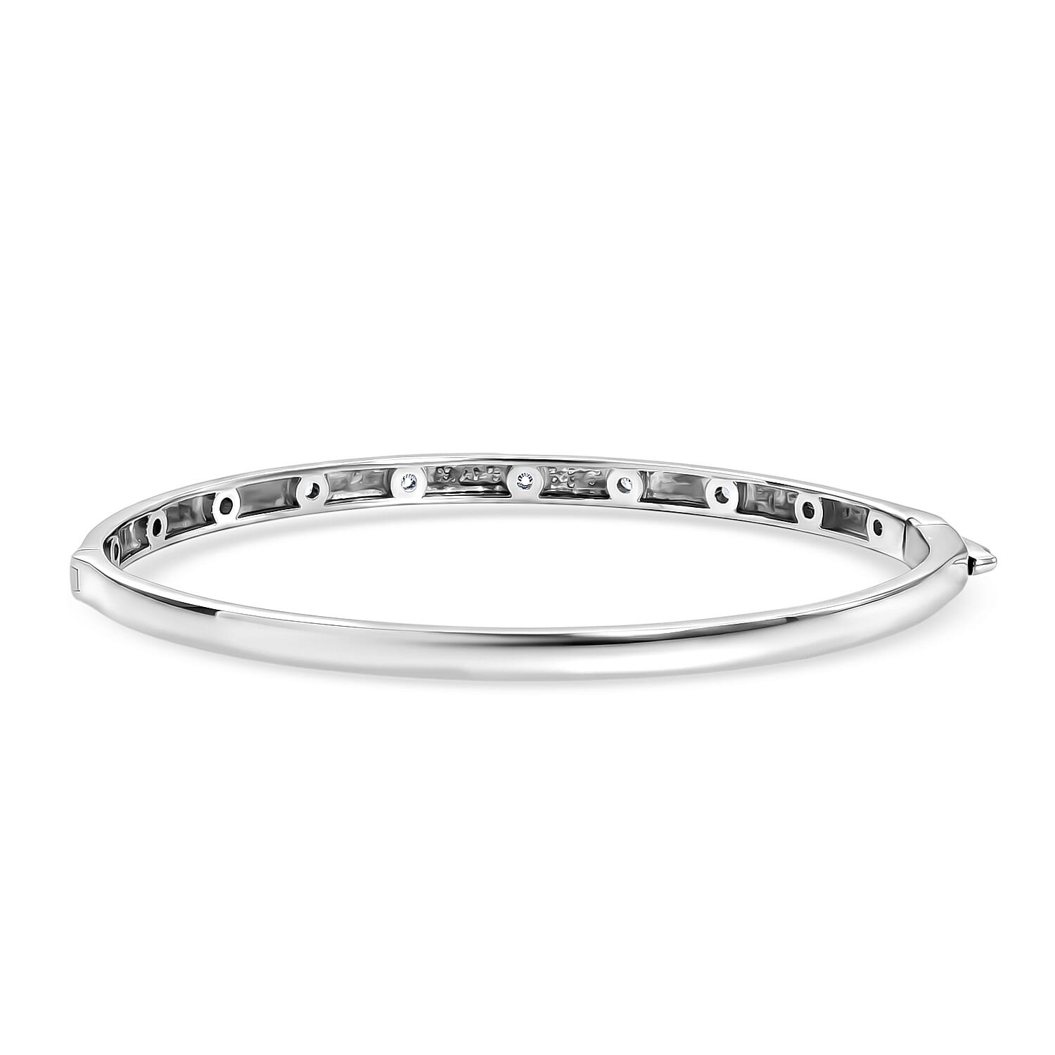 Luxuriant - Lab Grown Diamond (SI-G-H) Full Bangle (Size - 7.5) in Rhodium Overlay Sterling Silver 0.34 Ct, Silver Wt. 12.64 Gms