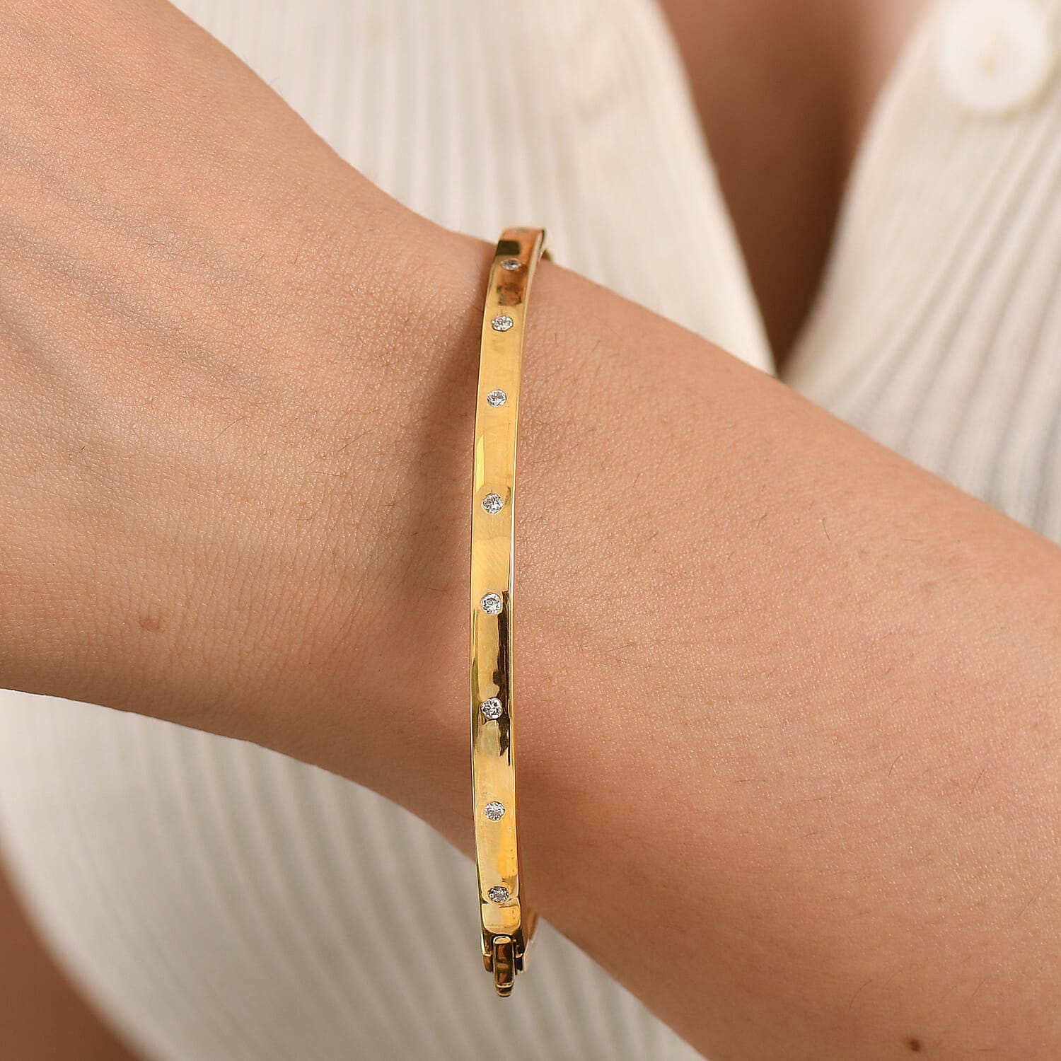 Luxuriant - Lab Grown Diamond (SI-G-H) Full Bangle (SIze - 7.5) in 18K Vermeil Yellow Gold Plated Sterling Silver 0.35 Ct.