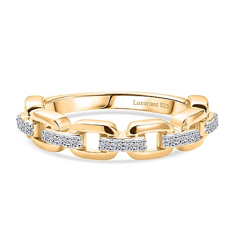 Luxuriant - Lab Grown Diamond (SI-G-H) Interlink Ring in 18K Vermeil Yellow Gold Plated Sterling Silver