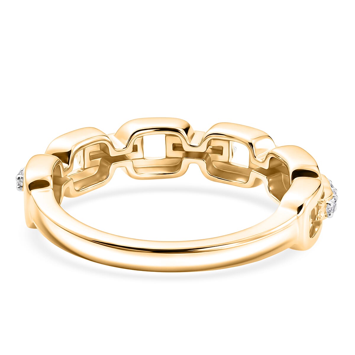Luxuriant - Lab Grown Diamond (SI-G-H) Interlink Ring in 18K Vermeil Yellow Gold Plated Sterling Silver