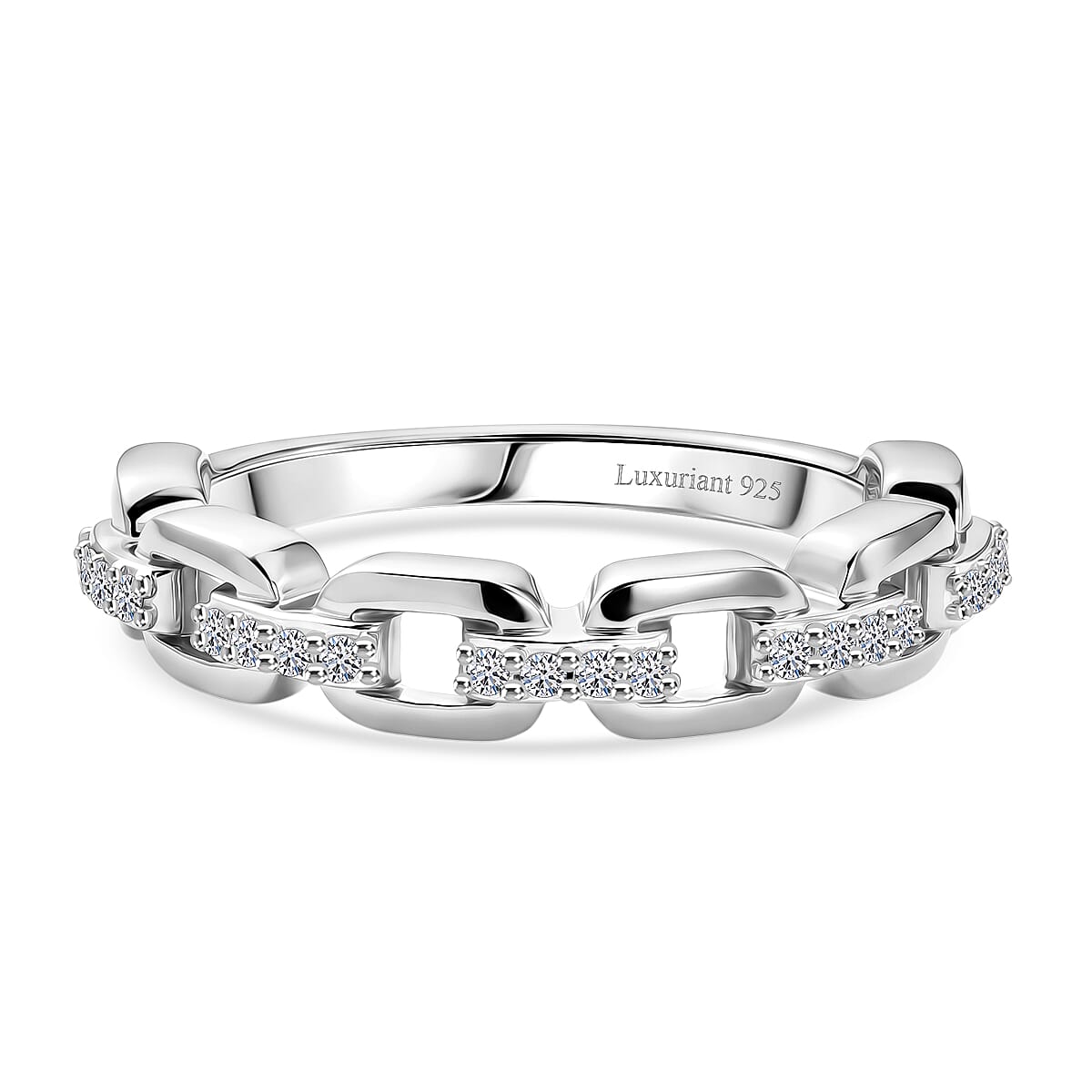 Luxuriant - Lab Grown Diamond (SI-G-H) Ring in Rhodium Overlay Sterling Silver